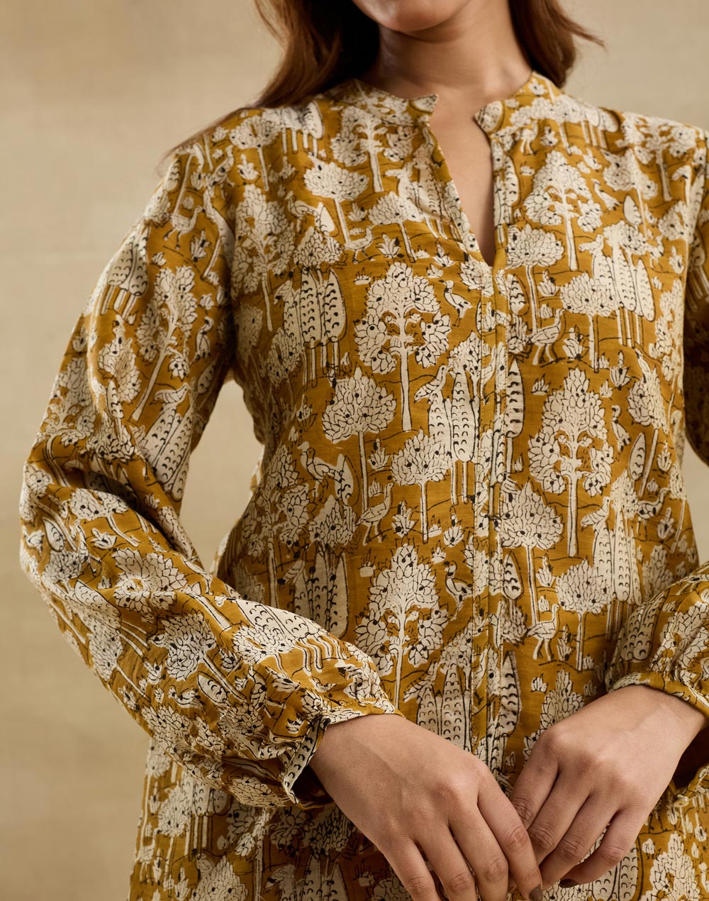 Mustard Cotton Silk Bagru Clara Tunic
