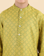 Green Viscose Blend Hand Block Printed Long Kurta