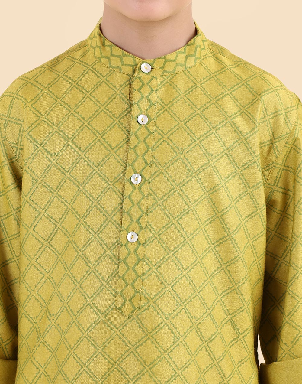 Green Viscose Blend Hand Block Printed Long Kurta