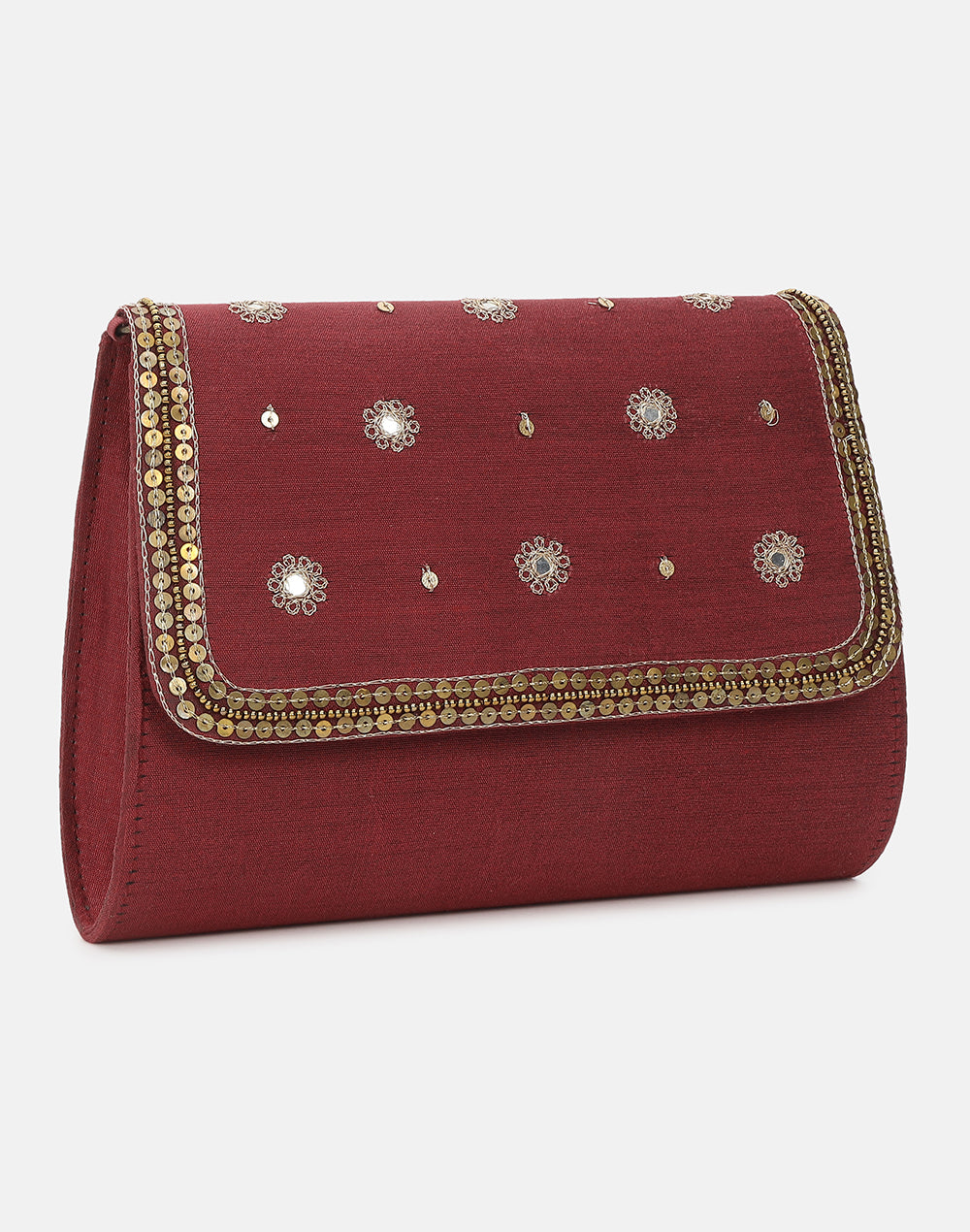 Red Embroidered Clutch