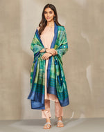 Green Silk Hand Block Print Dupatta