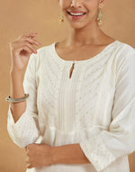 Natural Cotton Silk Embroidered Long Kurta