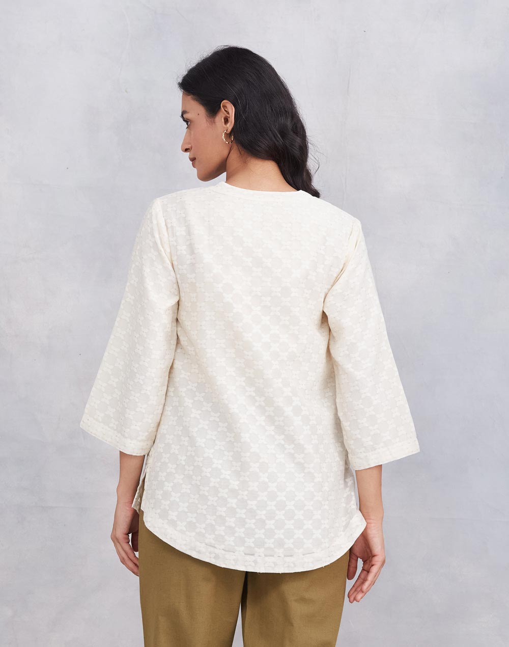 Offwhite Cotton Silk Blend Tunic