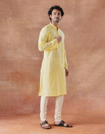 Yellow Cotton Chikankari Long Kurta