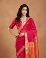 Magenta Cotton Silk Blend Maheshwari Sari