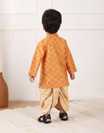 Yellow Viscose Blend Hand Block Printed 2pc Dhoti Set