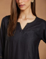Black Viscose Silk Short Kurta