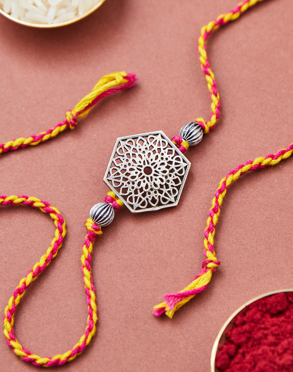 *FREE Multi Metal Intricate Geometrical Jaali Work Rakhi - LIMITED