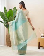 Teal Cotton Silk Blend Maheshwari Woven Wonders Sari