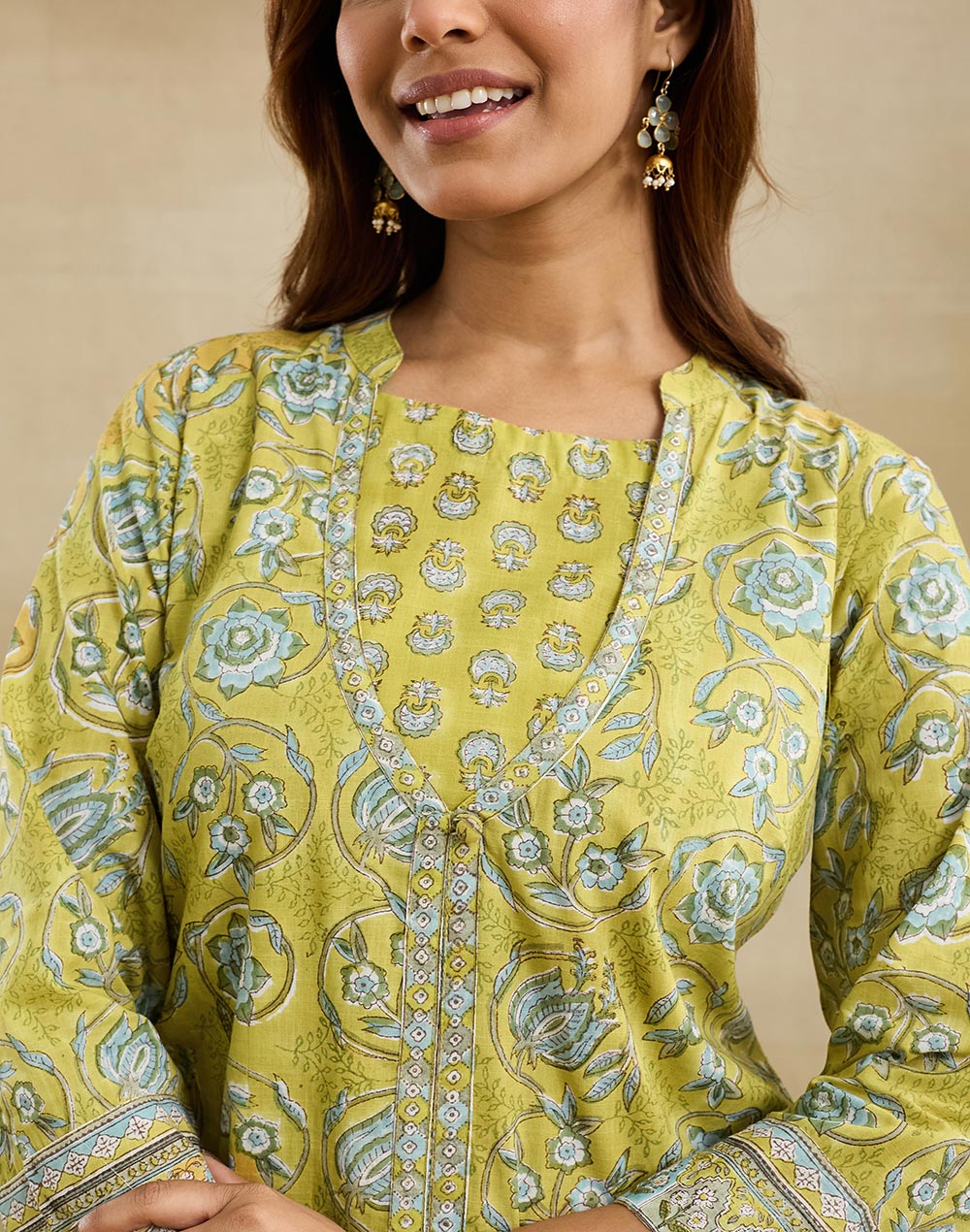 Green Cotton Long Kurta