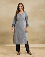 Grey Cotton Long Kurta