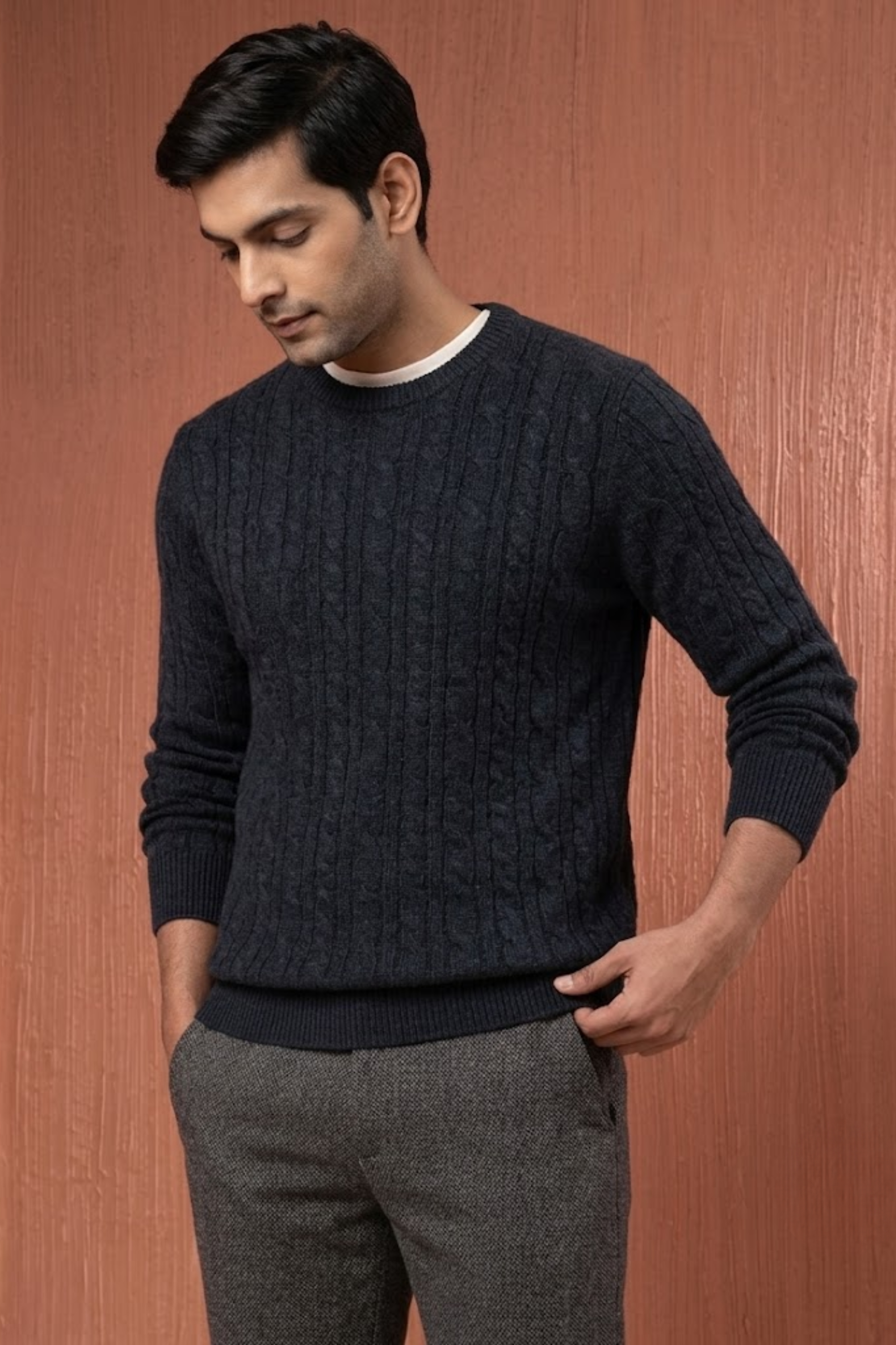 Navy Cotton Blend Sweater