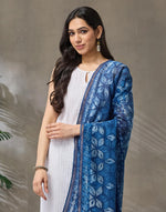 Indigo Cotton Silk Blend Hand Block Print Dupatta