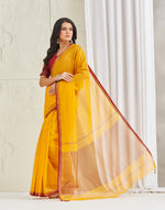 Mustard Cotton Silk Blend Maheshwari Sari