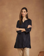 Black Viscose Silk Short Kurta