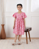 Pink Cotton Hand Block Printed Dress