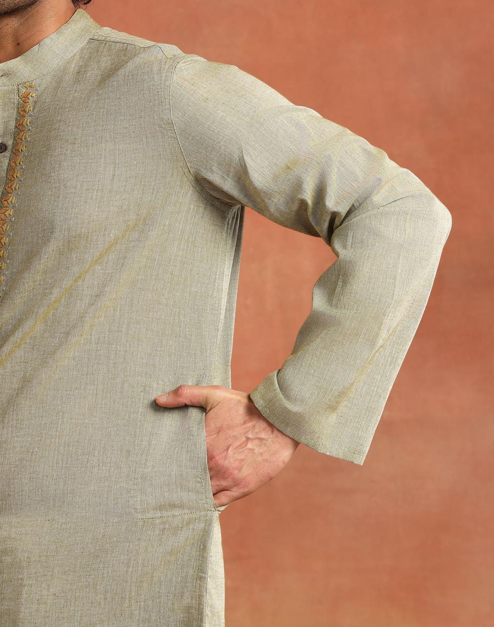 Green Cotton Long Kurta