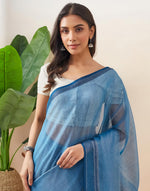 Blue Cotton Silk Blend Maheshwari Woven Wonders Sari