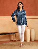 Indigo Rayon Blend Dabu Printed Tunic
