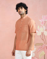 Indigo Cotton Dabu Printed Slim Fit Shirt