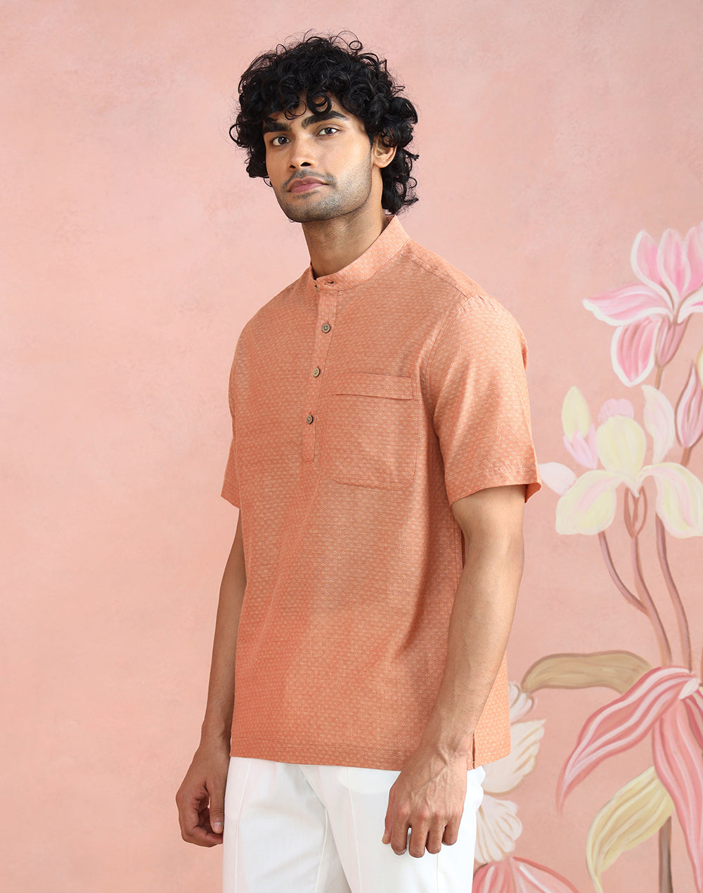 Indigo Cotton Dabu Printed Slim Fit Shirt