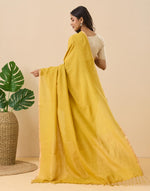 Green Linen Blend Hand Woven Sari