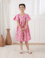 Pink Cotton Hand Block Printed Dress