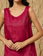 Pink Viscose Silk Chikankari Top