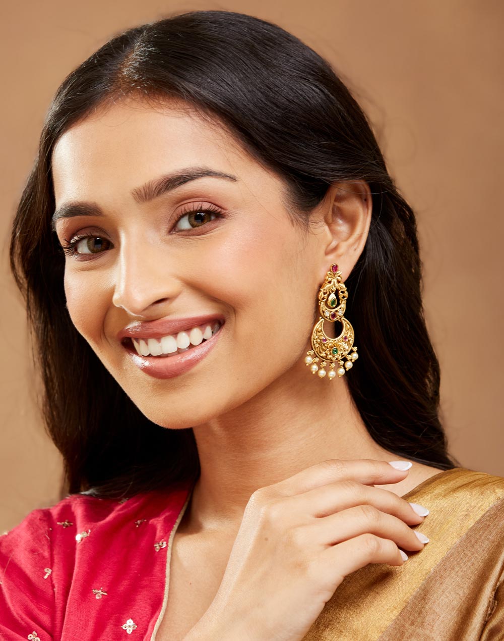 Metal Chandbali Earrings