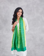 Green Silk Symphony Hand Block Printed Stole