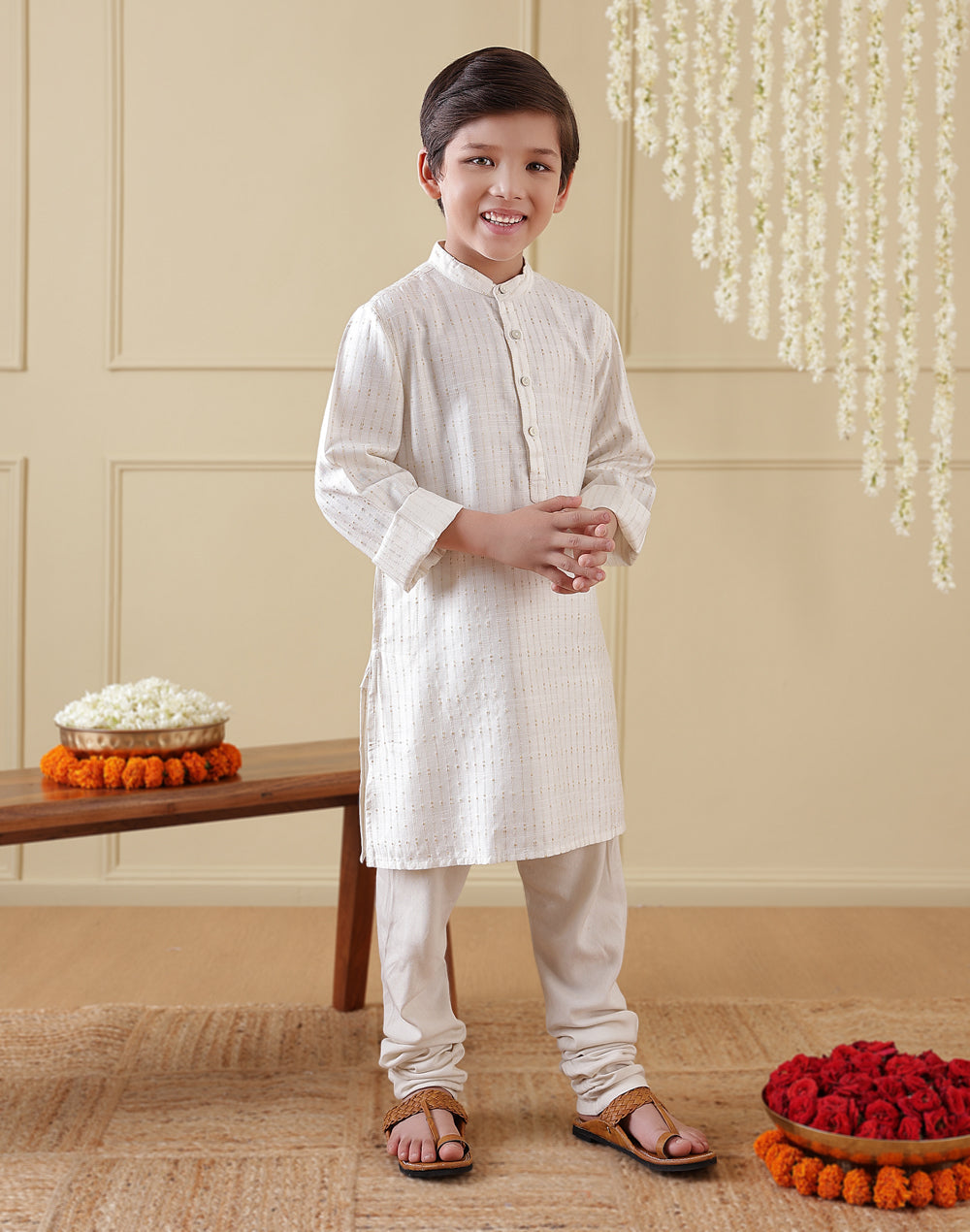 Natural Viscose Blend Dobby Long Kurta