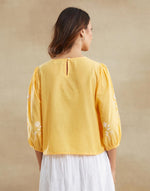 Yellow Cotton Chikankari Short Top