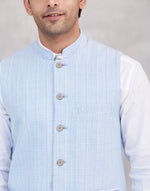 Blue Cotton Nehru Jacket