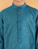 Blue Viscose Blend Hand Block Printed Long Kurta