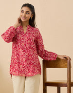 Red Cotton Silk Tunic