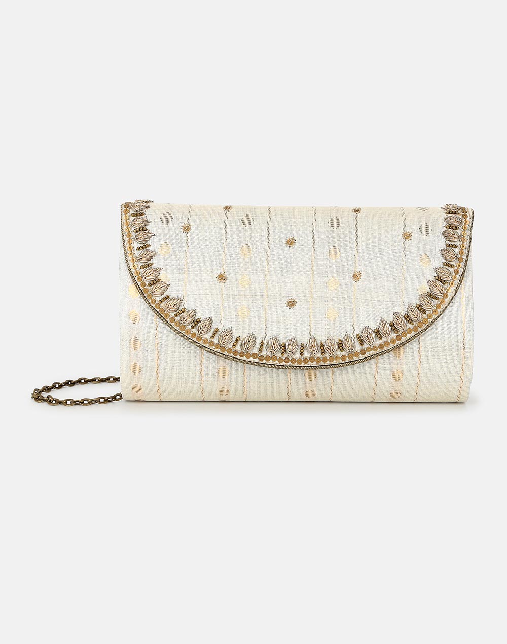 Offwhite Hand Embroidered Clutch
