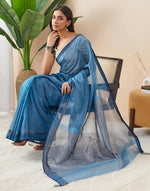 Blue Cotton Silk Blend Maheshwari Woven Wonders Sari