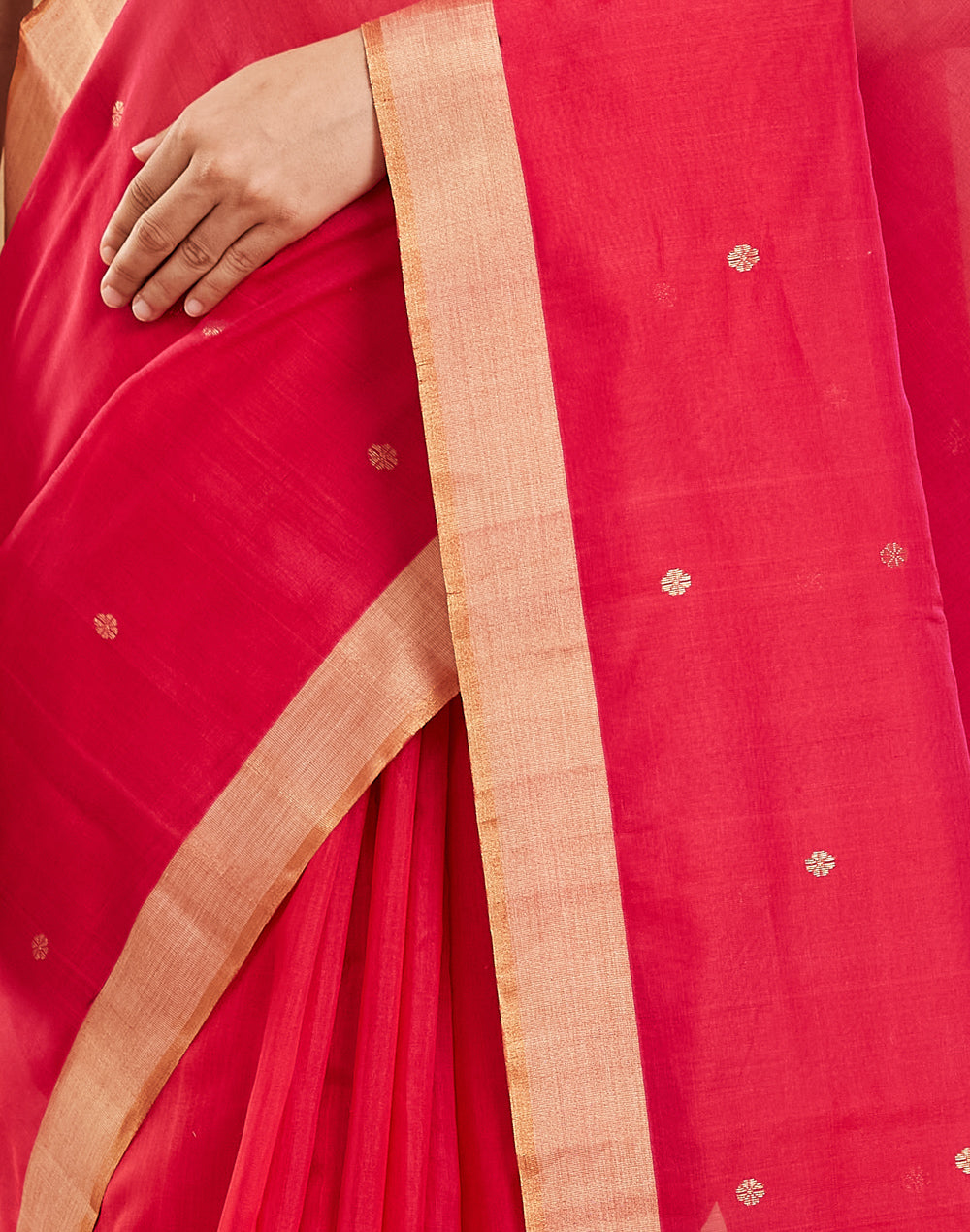 Magenta Cotton Silk Blend Chanderi Sari