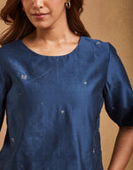 Navy Cotton Silk Short Top