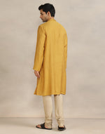 Mustard Viscose Silk Pintucks Long Kurta