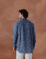 Indigo Cotton Dabu Printed Slim Fit Neel Baan Short Kurta