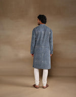 Indigo Cotton Dabu Printed Slim Fit Long Kurta