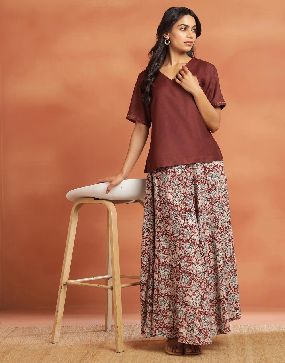 Orange Viscose Silk Top