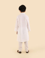 White Cotton Chikankari Kurta Long