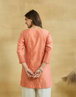 Pink Cotton Silk Short Kurta