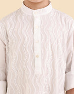 White Cotton Chikankari Kurta Long