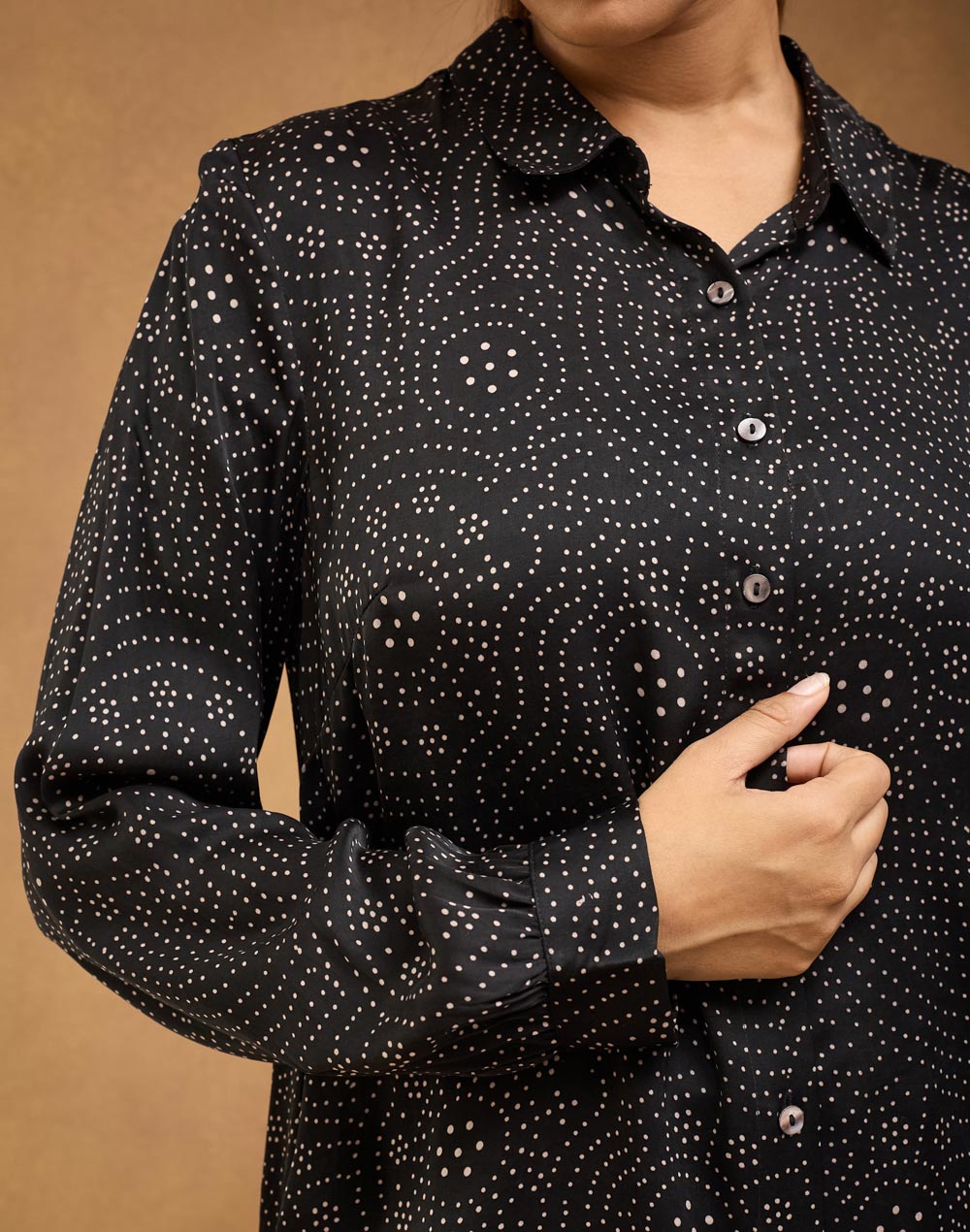 Black Rayon Blend Ajrakh Printed Allure Shirt