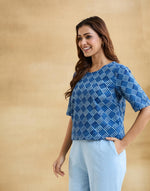 Indigo Cotton Dabu Printed Short Top