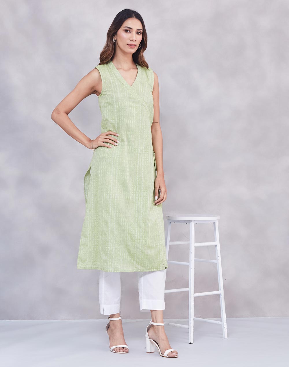 Green Cotton Long Kurta