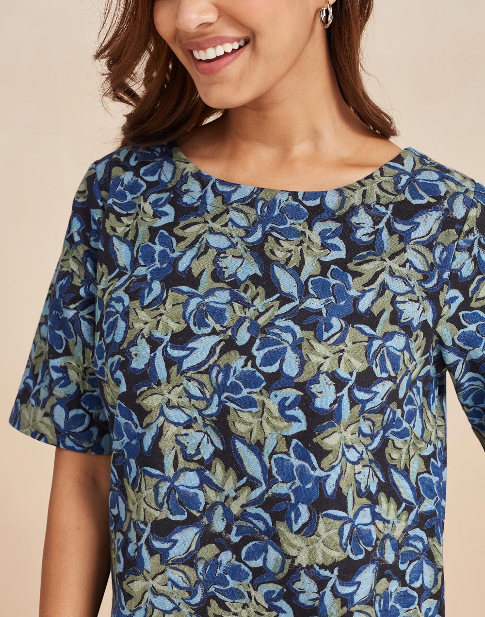 Green Cotton Hand Block Printed Short Dress